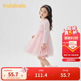 巴拉巴拉童装女童连衣裙儿童针织裙子2025春蝴蝶结网纱裙甜美209125111003