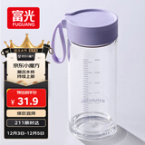 富光清然玻璃杯 高硼硅玻璃水杯子 女生便携牛奶咖啡高颜值茶杯480ml