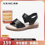 奥康（Aokang）妈妈鞋凉鞋夏季百搭舒适软底女凉鞋平底女鞋1224821023黑39码