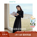 茵曼（INMAN）2025秋冬女装新款灯芯绒连衣裙新品长袖休闲针织礼服中长裙子 午夜黑-18348357H1 XL