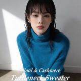 【京东直采】2026新年羊绒羊毛拉绒衫女士百搭打底毛衣无缝针织衫 堆堆领-海蓝 均码 （90-145斤） 【3-15天发货】