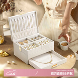 VLANDO首饰盒精致高档大容量耳环饰品首饰收纳盒轻奢2025新款双悦-米白