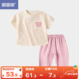 嘟嘟家宝宝套装夏季男童短袖长裤两件套女童防蚊裤夏款儿童装 粉色 130