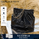 CHARLES&KEITH子母链条大容量流浪包托特包单肩斜挎包女包生日礼物CK2-40671449 【L号】Black黑色 L