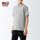 MUJI 男式 粗棉线 天竺编织 短袖T恤 打底衫男款 纯棉全棉 ABA18A2S 浅银灰色 XS 160/80A