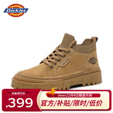 Dickies马丁靴男靴2025冬季鞋子男款百搭加绒靴子男低帮工装靴增高男鞋 浅棕 40 【偏大一码，适合运动鞋41】