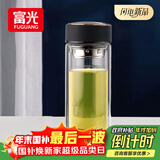 富光男女士双层玻璃杯 高硼硅玻璃304茶隔水杯子 带茶隔泡茶杯500ml