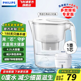 飞利浦（PHILIPS）净水壶 滤水壶 家用净水器 厨房自来水过滤器 滤水器 过滤器滤芯 便携净水杯 AWP2814蓝色/白色 专家版【1壶1芯】 白