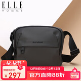 ELLE HOMME男士单肩包 潮流轻便帆布斜挎包 防泼水休闲手机包男包08332灰色生日礼物送男友