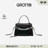 GROTTO个乐经典R66系列小中号百搭通勤复古手提单肩斜挎包通勤圣诞礼物 经典黑S（古金）