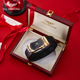 FALAMAONE法莱阿玛尼男士皮带男真皮自动扣腰带送男友老公情人节礼物 PD888金色实木礼盒 115cm 其他尺码联系客服
