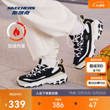 斯凯奇圣诞礼物加绒黑白金|冬女鞋冬季复古熊猫运动鞋保暖老爹鞋896268