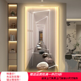 艾风格轻奢Led灯入户玄关装饰画简约现代延伸空间客厅走廊过道尽头挂画 空间艺术[时来运转]C款 80*160晶瓷铝合金框（充电宝款）