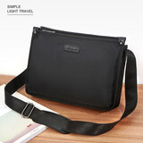 斐格FEGER男士斜挎包小挎包男通勤包单肩包休闲便携斜肩包竖款背包 黑色横款（可放11英寸iPad）