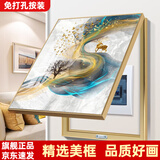 柳莺花燕 电表箱装饰画免打孔竖款现代简约遮挡配电箱电闸箱欧式客厅挂画 6028款 60X50遮挡50X40表箱 上掀款