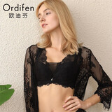 欧迪芬（Ordifen）内衣女性感蕾丝薄款文胸透气洞洞杯胸大显小收副乳上托送女友 黑色 80B