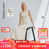 朗姿三醋酸Basic衣橱无袖轻礼服连衣裙夏新款法式长裙子 白色 L