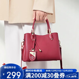 红蜻蜓包包女包真牛皮斜挎婚包手提包送女友妈妈圣诞节新年生日礼物