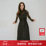 范思蓝恩23FS14450法式复古文艺千鸟格吊带连衣裙冬装背心裙 摩卡棕（20毛） M