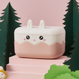 右客破壳鸡肥皂盒创意带盖沥水便携学生宿舍卫生间家用浴室卡通香皂盒 兔子粉色皂盒【翻盖】