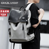 CavlslKcat男士双肩包户外旅行背包潮流时尚休闲大学生书包大容量通勤电脑包 黑白色 拉链版（可放入16寸电脑） 32*16*46cm