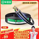 毕亚兹 超五类千兆网线【室外阻水0.5±0.01mm纯铜线芯】CAT5e防水抗晒耐寒非屏蔽网线 30米