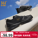 361°运动鞋男鞋秋冬季透气网面跑鞋黑色通勤轻质户外慢跑步鞋 曜石黑/皇冠金【透气网布】 42