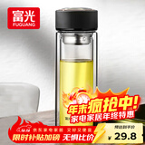 富光 男女士双层玻璃杯 水杯 支持团购定制 304杯子泡茶杯400ML黑