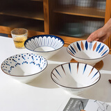 亿嘉（IJARL） 陶瓷碗家用大碗拉面碗汤碗面碗斗笠碗饭碗大号碗具 芊草4只装