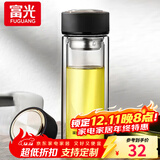 富光双层玻璃杯水杯男女车载家用高硼硅玻璃杯泡茶杯带茶隔玻璃杯子 黑色 500ml 双层玻璃直杯