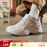 李宁跑步鞋男鞋秋冬季透气网面复古老爹鞋舒适休闲厚底增高运动鞋 云雾白/硬币灰-5 39