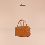 食草堂【元旦礼物】女包方糖保龄球头层植鞣牛皮手提斜挎小方包轻奢礼物 mini浅啡【日常逛街】