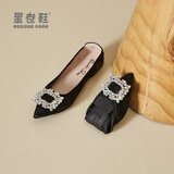 蛋卷鞋（Quicheshoes）平底浅口单鞋女春夏船鞋开车鞋蛋卷鞋 黑色 37
