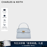 CHARLES&KEITH鳄鱼纹凯莉包手提斜挎婚包包女包生日礼物新年礼物CK2-50270880-1 Sea Salt Blue海盐蓝（新色） S