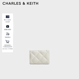 CHARLES&KEITH柔软菱格多卡位短款钱包女生日礼物圣诞礼物送女友CK6-50770524-2 White白色 XXS