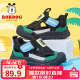 巴布豆童鞋男童夏季软底透气框子鞋儿童运动鞋凉鞋104552042黑/草地绿35