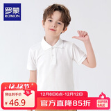 罗蒙男童短袖polo衫校园服饰春夏新款T恤女童班服 白色短袖POLO衫 140