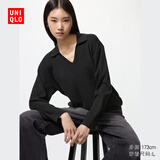 优衣库女装可机洗罗纹半开领针织衫/毛衣25秋冬新款480414 09 黑色 2XL