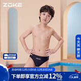 洲克（ZOKE）青少年儿童泳裤男中大童三角专业竞技训练舒适120626816 黑色 14