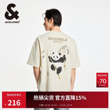 杰克·琼斯（JACK&JONES） 百搭潮流胸前肌理感胶印背后熊猫图案T恤短袖上衣男装225201093