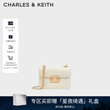 CHARLES&KEITH拼接菱格链条单肩斜挎小方包包女包生日礼物圣诞礼物CK2-80701360 CK2-80701360Cream奶白色 S