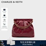 CHARLES&KEITH子母链条大容量流浪包托特包单肩斜挎包女包生日礼物CK2-40671449 【L号】Burgundy葡萄酒红色 L