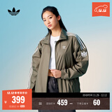 adidas情侣款复古风梭织立领夹克外套男女秋季阿迪达斯官方三叶草 岩层橄榄绿   M