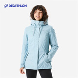 迪卡侬（DECATHLON）上衣秋户外加绒加厚棉服男女运动防风防水外套棉袄男NH500 女款-冰蓝色-NH500 XL