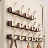 居臣仕胡桃木挂钩试衣间免打孔入户门后挂衣架墙上壁挂玄关衣服帽挂衣钩 【北美黑胡桃木】8奶白钩实木加厚