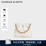 CHARLES&KEITH链条单肩腋下托特包流浪包包女包女友生日圣诞礼物CK2-20671559 【M号】White白色 M