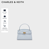 CHARLES&KEITH鳄鱼纹凯莉包手提斜挎婚包包女包生日礼物圣诞礼物CK2-50270880-1 Sea Salt Blue海盐蓝（新色） S