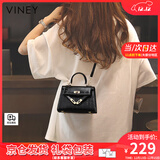 viney包包女包牛皮凯莉包品牌斜挎包轻奢生日圣诞礼物送女生女友 【黑色】圣诞节礼物送老婆高级感实用ck风手提单肩包