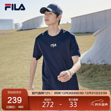 FILA斐乐官方短袖T恤男2025年夏季时尚纯棉圆领透气男士运动t恤针织衫