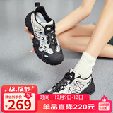 骆驼（CAMEL）丑萌登山鞋女时尚撞色户外休闲鞋 L24M076602 米/银/黑 38